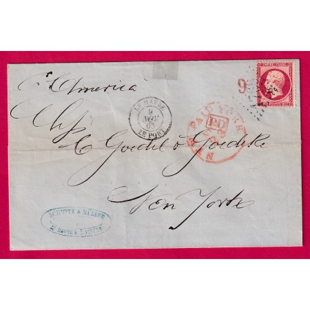 N°24 GC 1769B LE HAVRE LE PORT SEINE INFERIEURE NEW YORK  USA 1863