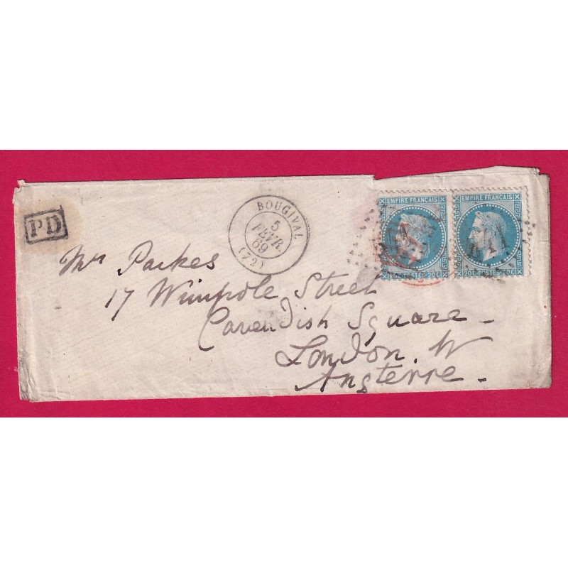 N°29 PAIRE GC 541 BOUGIVAL 1869 LONDRES LONDON GRANDE BRETAGNE
