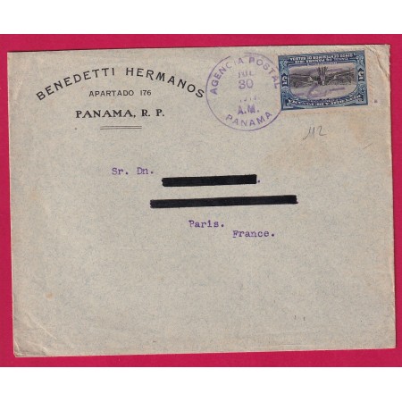 PANAMA N°112 SEUL SUR LETTRE POUR PARIS