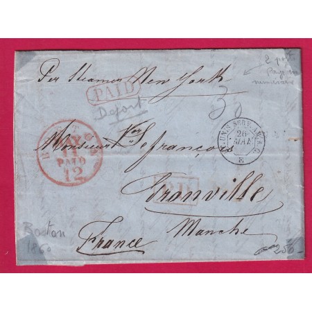 ETATS UNIS AMERIQUE USA BOSTON 1860 GRANVILLE MANCHE