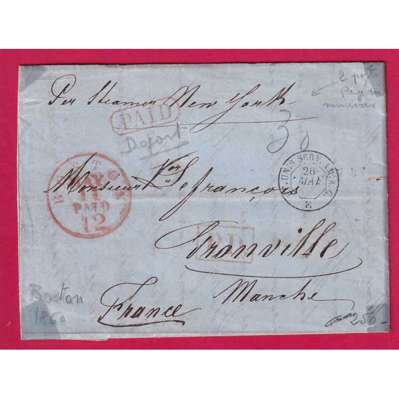 ETATS UNIS AMERIQUE USA BOSTON 1860 GRANVILLE MANCHE