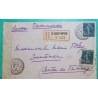 N°140 x2 SEMEUSE RECOMMANDE CAD FB84 ST DIDIER SUR ARROUX SAONE ET LOIRE POUR COURTAMAN SUISSE CENSURE 102 WW1 1918