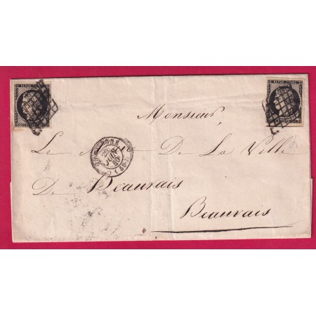 N°3 X2 GRILLE COMPIEGNE OISE 20 JUIN 1849 POUR BEAUVAIS
