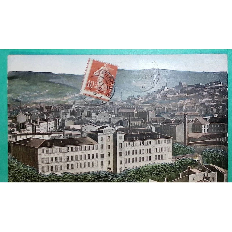 N°138 SEMEUSE BELLE VARIETE PIQUAGE DECALE CAD TYPE A ST ETIENNE BADOUILLERE LOIRE CARTE POSTALE POUR GRENOBLE 1911