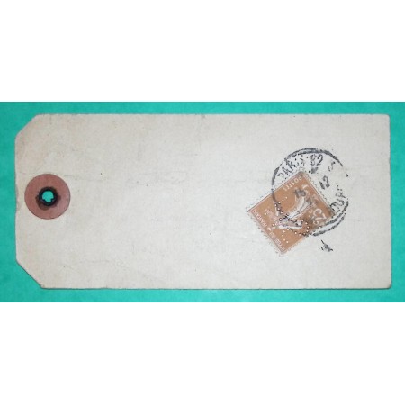 N°235 SEMEUSE ETIQUETTE DE COLIS PERFORE H.S ETABLISSEMENT HENRI SALLE PARIS 1927