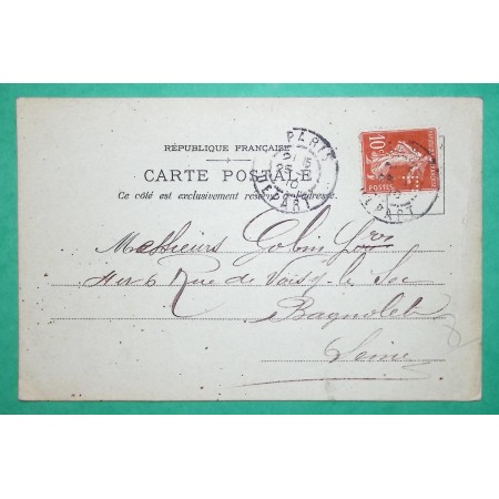 N°138 SEMEUSE PERFORE S.L SOCIETE DES LUNETIERS CARTE POSTALE PRIVEE PARIS 1910
