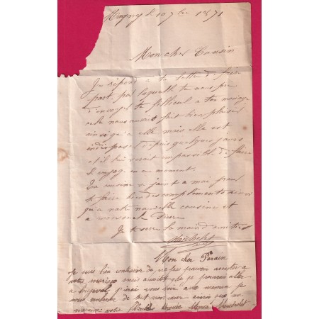 N°37 25 27 GC 2161 MAGNY EN VEXIN OISE 11 SEPTEMBRE 1871 BOUGIVAL SEINE ET OISE