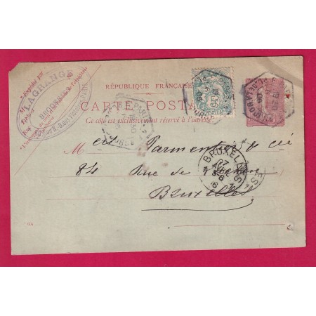 N°111 ENTIER 10C SEMEUSE LIGNEE PARIS LEVEE EXCEPTIONNELLE PARIS F PLACE DE LA BOURSE BRUXELLES BELGIQUE