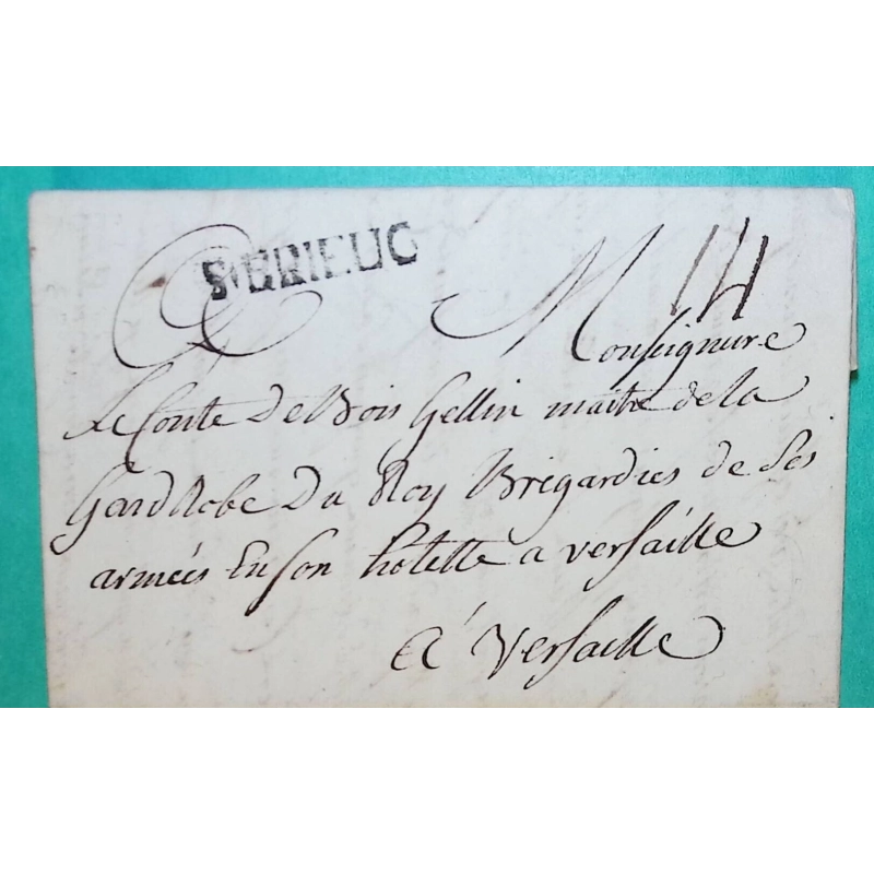 MARQUE ST BRIEUC COTES DU NORD POUR MAITRE DE LA GARDE ROBE DU ROI LOUIS XVI VERSAILLE LN N°5 1779 LETTRE COVER FRANCE
