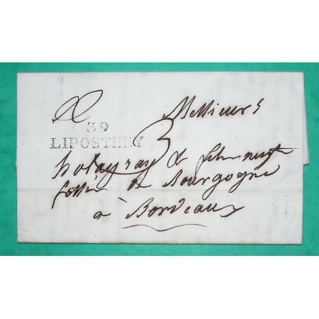 MARQUE 39 LIPOSTHEY LANDES DEPART PISSOS POUR BORDEAUX GIRONDE 38x10 1819