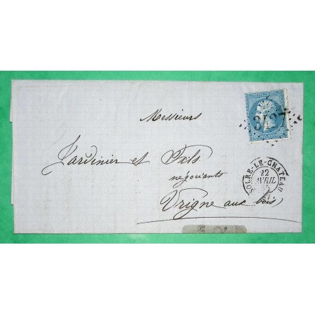 N°22 GC 3427 SOLRE LE CHATEAU NORD POUR VRIGNE AUX BOIS ARDENNES 1865