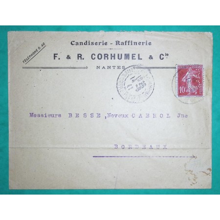 N°138 SEMEUSE PERFORE C.C CORHUMEL ET COMPAGNIE CANDISERIE RAFFINERIE NANTES 1911
