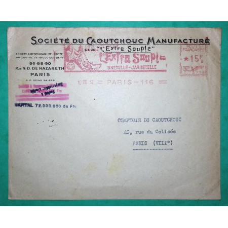 BELLE ENVELOPPE PUB CONCORDANCE EMA 15F BRETELLES EXTRA SOUPLE PARIS 1952