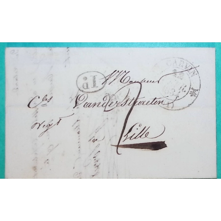 CAD TYPE 12 CARVIN PAS DE CALAIS DECIME RURAL HERRIN POUR LILLE 1834 LETTRE COVER FRANCE