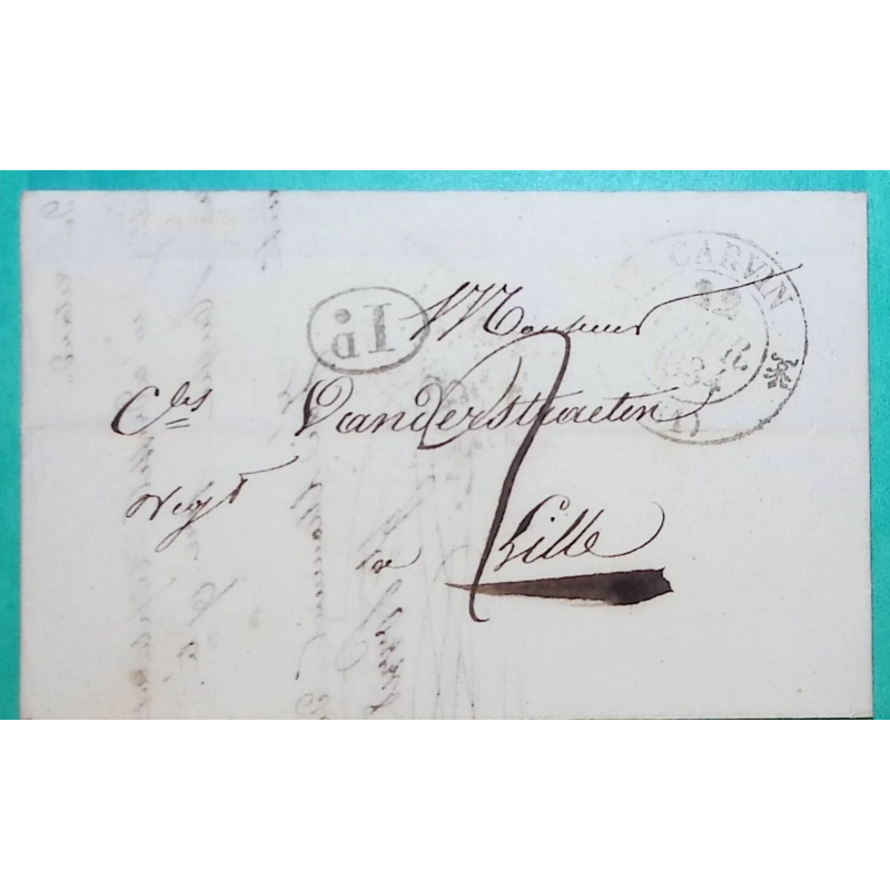 CAD TYPE 12 CARVIN PAS DE CALAIS DECIME RURAL HERRIN POUR LILLE 1834 LETTRE COVER FRANCE