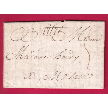MARQUE MANUSCRIT VITRE ILLE ET VILAINE 1757 LENAIN N°1 INDICE 14 POUR MORLAIX FINISTERE