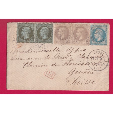 N°19 PAIRE 27 PAIRE + 29 GC 2005 LENS PAS DE CALAIS POUR GENEVE SUISSE 7 AVRIL 1871