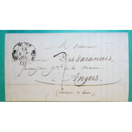 CAD TYPE 11 NOYON OISE POUR ANGERS MAINE ET LOIRE 1846 LETTRE COVER FRANCE