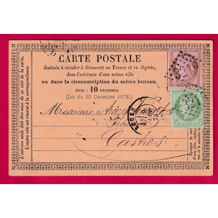 N°53 54 GC 3219 ROUEN SEINE INFERIEURE CARTE PRECURSEUR POUR CATRES TARN 1875