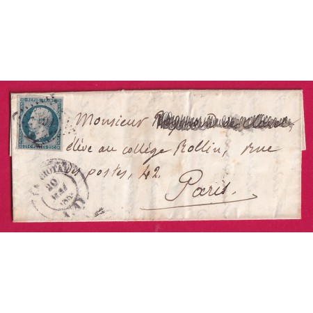 N°10 PC 865 LA CIOTAT BOUCHES DU RHIN CAD TYPE 14 POUR PARIS LETTRE