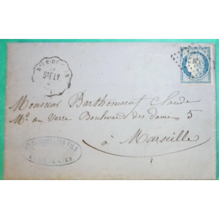 N°60A CONVOYEUR STATION RIVE DE GIER LOIRE LIGNE StE.LY ST ETIENNE A LYON POUR MARSEILLE BELLE FACTURE 1874 COVER FRANCE