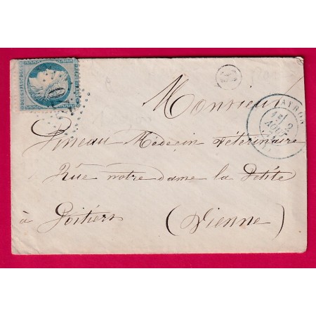 N°37 GC 270 EN BLEU AYRON VIENNE CAD TYPE 17 EN BLEU POUR POITIERS LETTRE