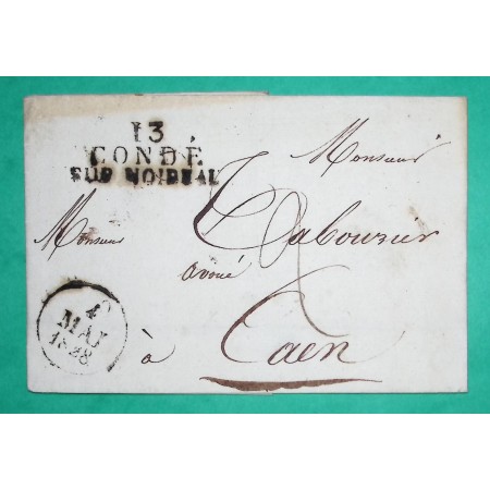 MARQUE 13 CONDE SUR NOIREAU CALVADOS POUR CAEN 38x16 1828
