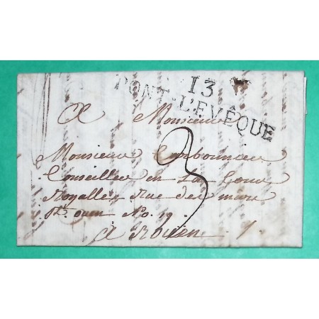 MARQUE 13 PONT L'EVEQUE CALVADOS POUR ROUEN SEINE INFERIEURE 54x11 1823
