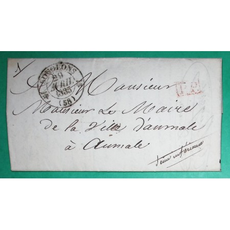 CAD TYPE 12 SONGEONS OISE PP PORT PAYE POUR AUMALE SEINE INFERIEURE 1835