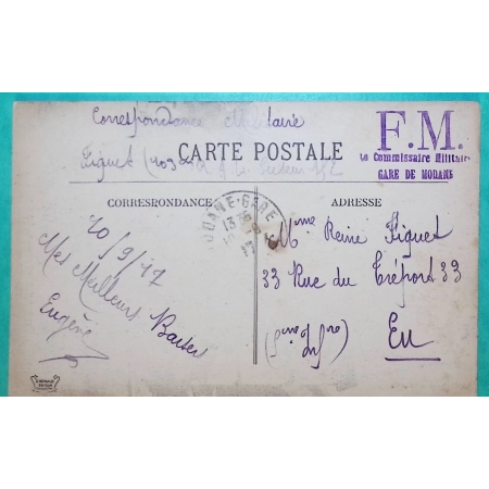 FRANCHISE MILITAIRE FM GARE DE MODANE SAVOIE POUR EU SEINE INFERIEURE 1917 WW1 LETTRE COVER FRANCE