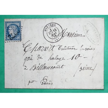 N°60C GC 2372 MIRIBEL AIN POUR BILLANCOURT SEINE 1875