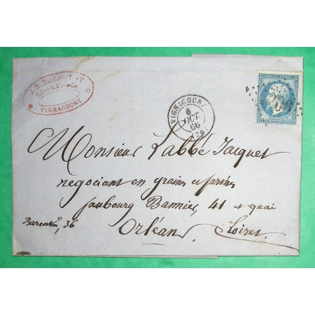 N°22 GC 4206 VIGNACOURT SOMME POUR ORLEANS LOIRET 1866