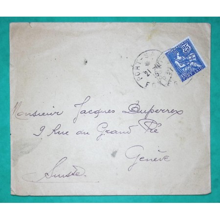 25C MOUCHON RETOUCHE PORT SAÏD EGYPTE LETTRE POUR GENEVE SUISSE 1915