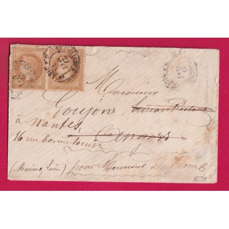 COMMUNE DE PARIS SEMAINE SANGLANTE N°28 PAIRE CAD VERSAILLES DISTIBUTION DU 27 MAI 1871 SIGNE CALVES POUR ANGERS PUIS NANTES