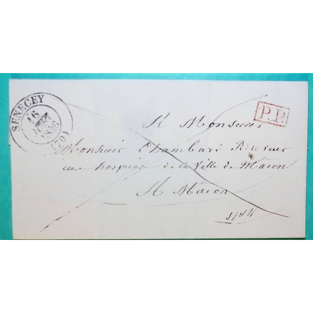 CAD TYPE 13 SENECEY SENNECEY SAONE ET LOIRE PP PORT PAYE POUR MACON 1846 LETTRE COVER FRANCE