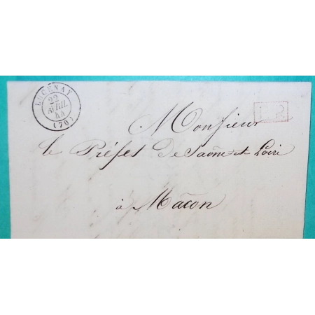 CAD TYPE 15A LUCENAY L'EVEQUE SAONE ET LOIRE PP PORT PAYE + CACHET FISCAL POUR MACON 1844 LETTRE COVER FRANCE