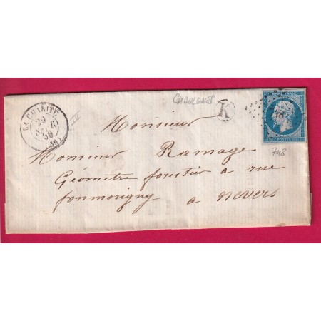 N°14 PC 748 LA CHARITE NIEVRE BOITE RURALE K CHAULGNES POUR NEVERS