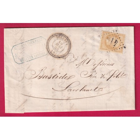 N°21 GC 419 BELESTA ARIEGE CAD TYPE 22 POUR LAVELANET 1865