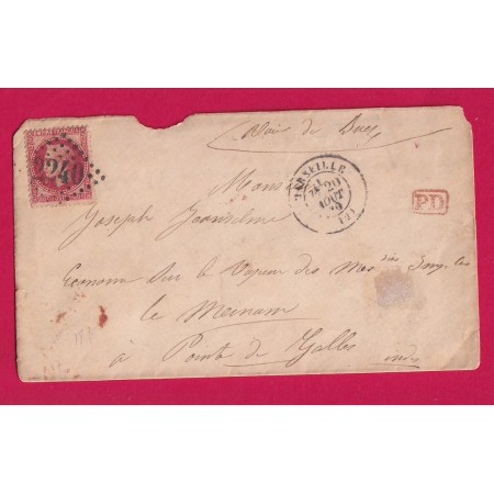 N°32 GC 2240 MARSEILLE POUR POINTE DE GALLE CEYLAN SRI LANKA 1870 RARE DESTINATION