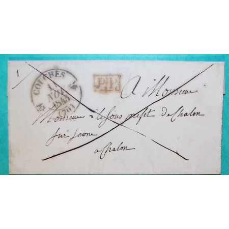 CAD TYPE 12 COUCHES LES MINES SAONE ET LOIRE PP PORT PAYE POUR CHALON SUR SAONE 1845 LETTRE COVER FRANCE
