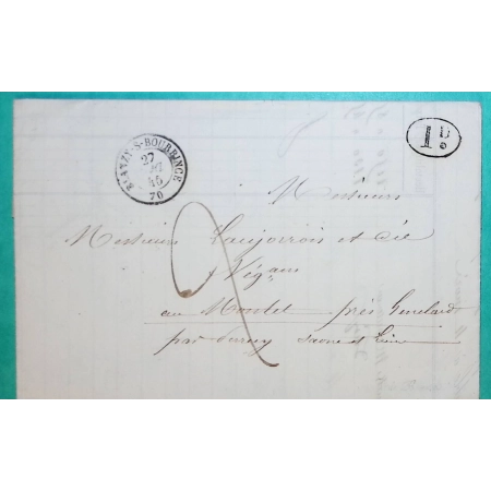 CAD TYPE 15B BLANZY SUR BOURBINCE DECIME RURAL COMPAGNIE DES MINES DE HOUILLE POUR GENELARD 1845 LETTRE COVER FRANCE
