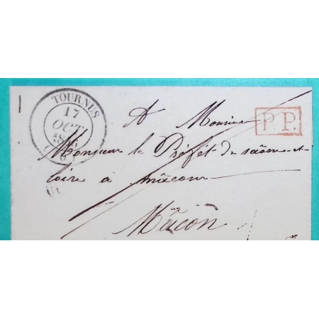 CAD TYPE 14 TOURNUS SAONE ET LOIRE PP PORT PAYE POUR MACON 1846 LETTRE COVER FRANCE