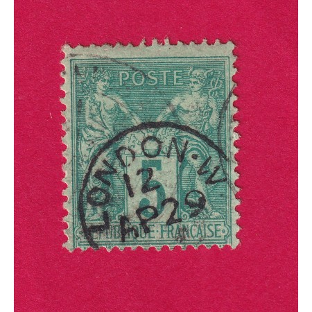 N°75 TYPE SAGE OBLITERATION ANGLAISE LONDON TIMBRE BRIEFMARKEN STAMP