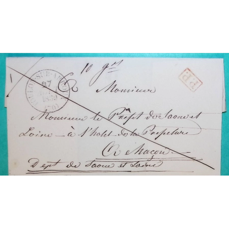 CAD TYPE 13 TOULON SUR ARROUX SAONE ET LOIRE PP PORT PAYE POUR MACON 1839 LETTRE COVER FRANCE