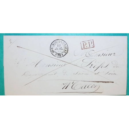 CAD TYPE 15 ST GENGOUX LE ROYAL SAONE ET LOIRE PP PORT PAYE POUR MACON 1840 LETTRE COVER FRANCE