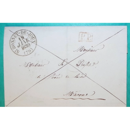 CAD TYPE 13 ST BONNET DE JOUX SAONE ET LOIRE PP PORT PAYE POUR MACON 1839 LETTRE COVER FRANCE