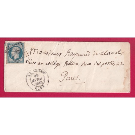 N°10 PC 865 CAD TYPE 14 LA CIOTAT BOUCHES DU RHONE 1853 POUR PARIS LETTRE