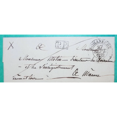 CAD TYPE 13 ROMANECHE SAONE ET LOIRE PP PORT PAYE POUR MACON 1832 LETTRE COVER FRANCE
