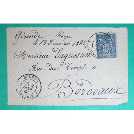 N°90 SAGE CAD TYPE 18 DOUERA ALGERIE POUR BORDEAUX GIRONDE 1885