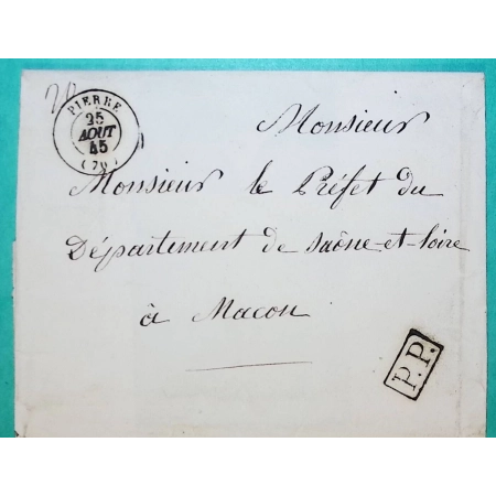 CAD TYPE 15 PIERRE SAONE ET LOIRE PP PORT PAYE POUR MACON 1845 LETTRE COVER FRANCE